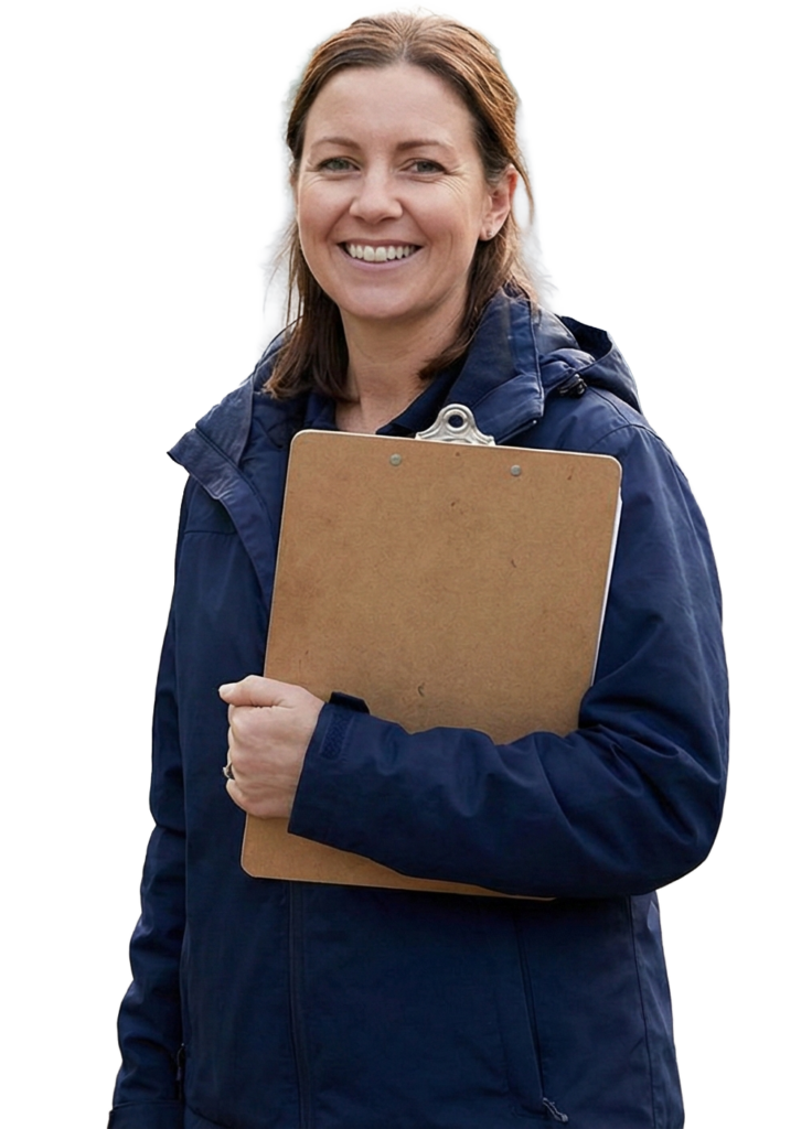 Lady holding a clipboard with a storage checklist