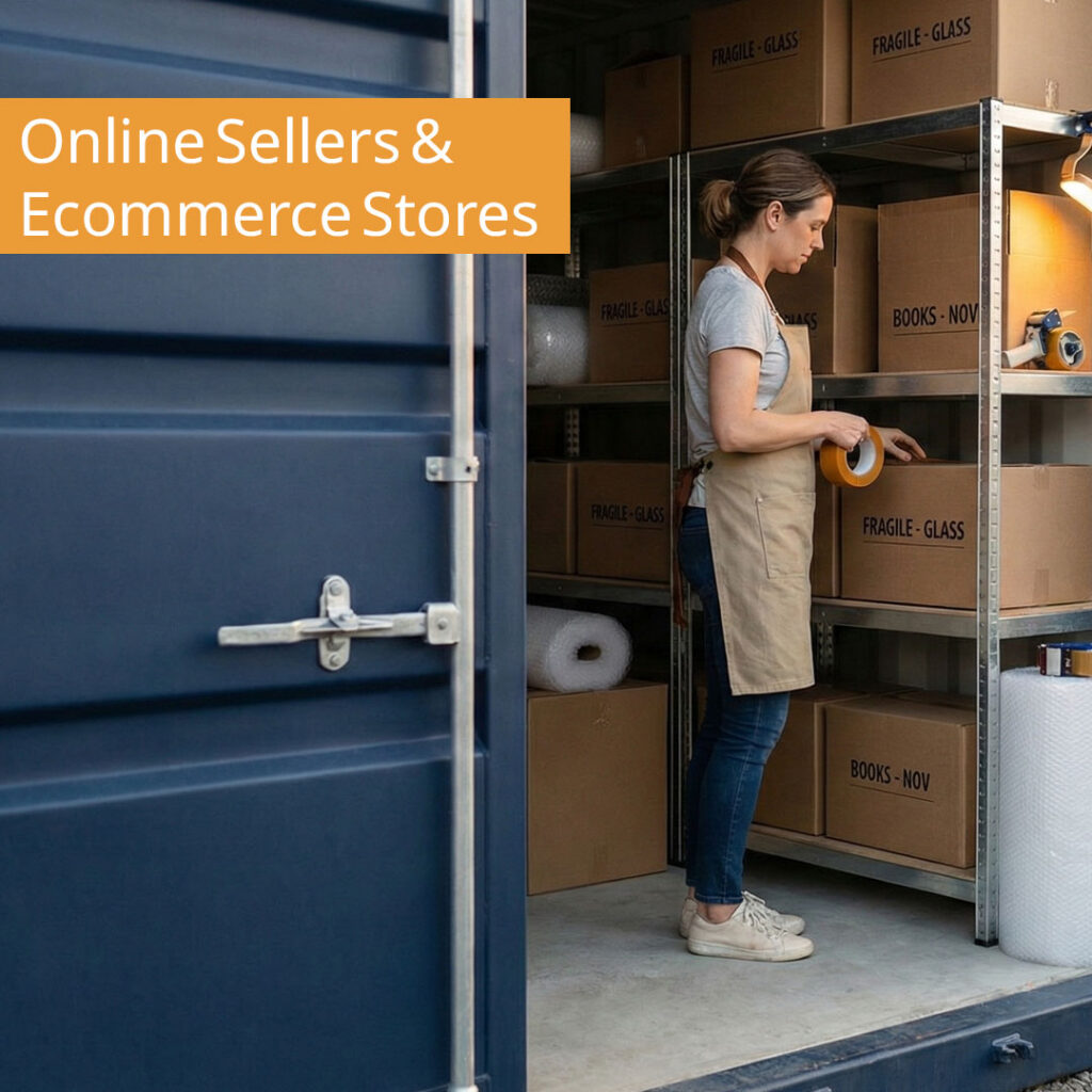 A cost-effective way to store stock, packaging and deliveries. Keep everything organised, clean and accessible without renting warehouse space.