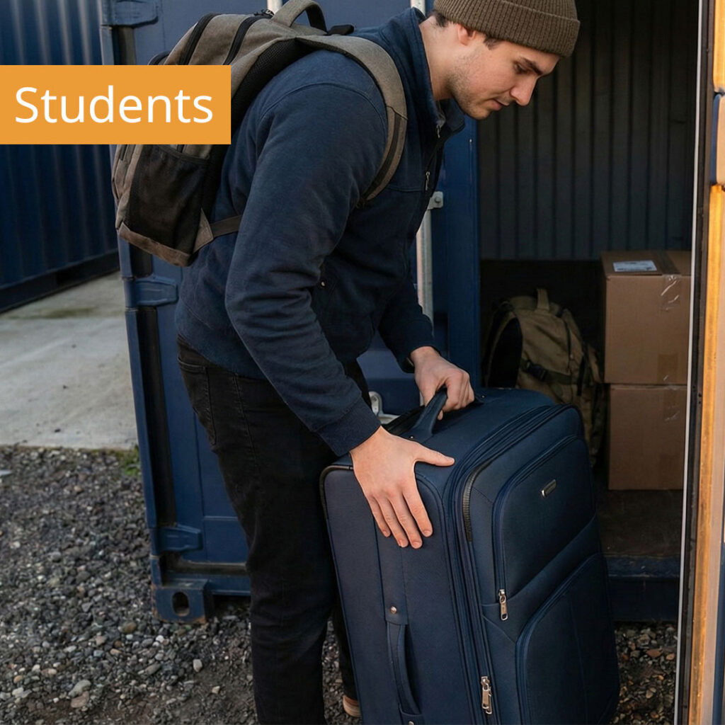 A simple, affordable place to keep your belongings during term breaks or seasonal work shifts. Clean, secure and completely flexible.